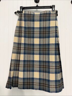 VintageKILT Wool Wrap PLAID SKIRT GrBritain Length 26”